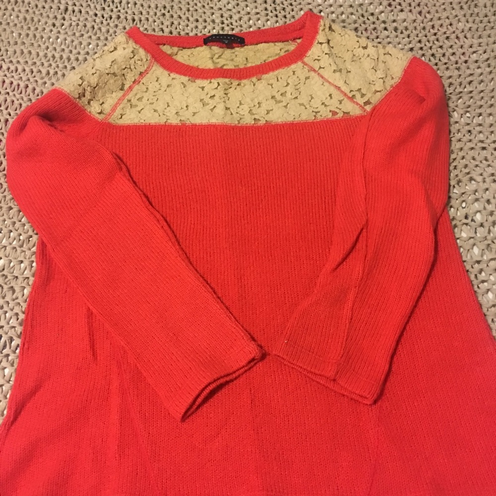 Sanctuary orange and tan lace sweater.